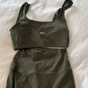 SET Active Olive Green Scoop Sports Bra